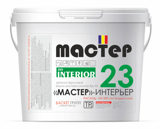 Краска акриловая "Мастер"- интерьер 23 профи от 15кг